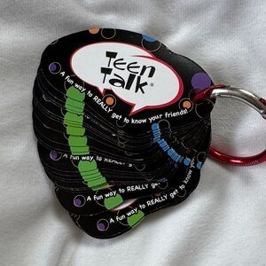 Teen Talk 50 Conversation Starting Cards on Carabiner Keychain Accessory